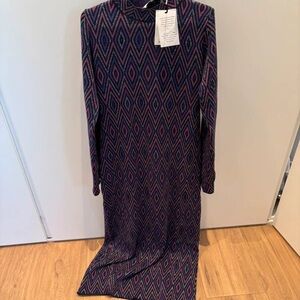 Geometric Patterned Long Sleeve Dress